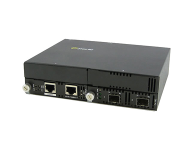 05071104 SMI-10G-STS - 10 Gigabit Ethernet IP-Managed Stand-Alone Media Converter with dual SFP+ slots (empty). Includes AC powe by PERLE
