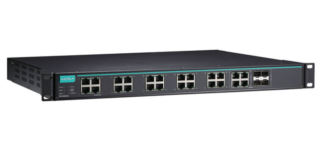 IKS-G6824A-4GTXSFP-HV-HV-T - Layer 3 Full Gigabit managed Ethernet switch with 20 10/100/1000BaseT(X) ports, and 4 10/100/1000Ba by MOXA