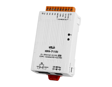 tDS-715i - Serial to Ethernet Device Server, with PoE and 1 RS 422/485 port, with 4KV protection by ICP DAS