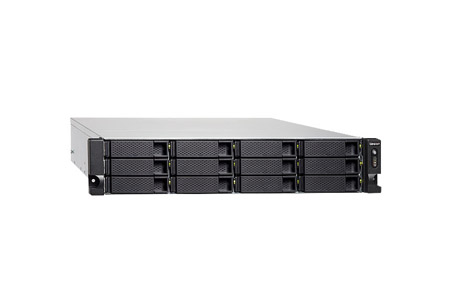 TS-1273U-RP-8G-US - 2U 12-bay NAS/iSCSI IP-SAN, AMD R series 4-core 2.1GHz, 8GB RAM, 10GbE connectivity, Red by QNAP
