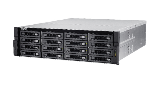 TVS-EC1680U-SAS-RP-16G-R2-US - 16-bay 10GbE NAS and iSCSI/ IP-SAN. 3U, SAS 12G, SAS/SATA 6G, 4 x 1GbE, 2 x 10GbE (SFP+), 40GbE-r by QNAP