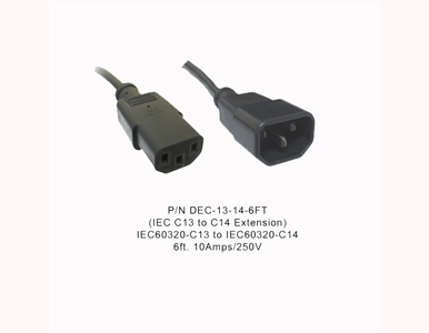 04032110 - *Discontinued* - 6 ft power cord IEC320-C13 to IEC320-C14 for Perle RPS820 and RPS1620 by PERLE