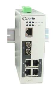 07012380 IDS-305F-TSD40 - Industrial Managed Ethernet Switch - 5 ports:   4 x 10/100/1000Base-T RJ-45 ports and 1 x 100Base-LX, by PERLE