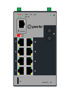 07015800 IDS-409G-TSD40 - Industrial Managed Ethernet Switch - 9 ports:   8 x 10/100/1000Base-T RJ-45 ports and 1 x 1000Base-EX, by PERLE
