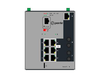07016400 IDS-509F2PP6-T2MD2 -Industrial Managed PoE Switch - 9 ports: 7 x 10/100/1000Base-T RJ-45 ports, of which 6 are PoE/PoE+ by PERLE