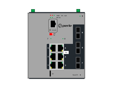 07016610 IDS-509F3PP6-C2MD2-SD20 - Industrial Managed PoE Switch - 9 ports:   6 x 10/100/1000Base-T RJ-45 ports, all of which ar by PERLE