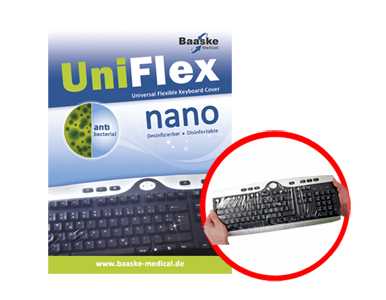 2006206 - Uni Flex Nano Universal Flexible Keyboard Cover w/Silver Ion Antimicrobial additive by Baaske Medical