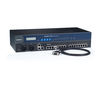 CN2610-16-2AC - 16 port Terminal Server, dual 10/100M Ethernet, RS-232, RJ-45 8pin, 15KV ESD, Dual 100V to 240V by MOXA