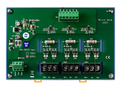 DN-843V-600V - 3 Channel 600 V Voltage Attenuator, 0.56 W Power Consumption by ICP DAS