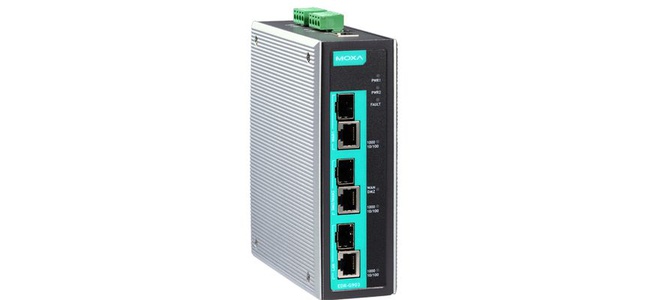EDR-G903 - Industrial Gigabit Secure Router, 2 WAN/DMZ, Firewall/NAT, 25 VPN Tunnel, 0 to 60  Degree C operating temperature by MOXA