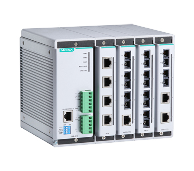 EDS-619-T - Compact managed Ethernet switch system with 4 slots for 4-port fast Ethernet interface modules, for a total of up to by MOXA