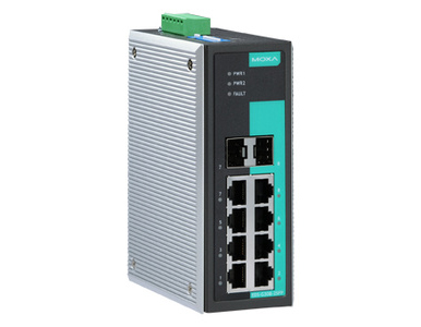 EDS-G308-2SFP - Unmanaged full Gigabit Ethernet switch with 6 10/100/1000BaseT(X) ports, and 2 combo 10/100/1000BaseT(X) or 100/ by MOXA