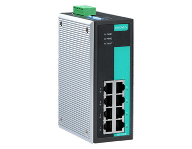 EDS-G308 - Unmanaged full Gigabit Ethernet switch with 8 10/100/1000BaseT(X) ports, 0 to 60 Degree C operating temperature by MOXA