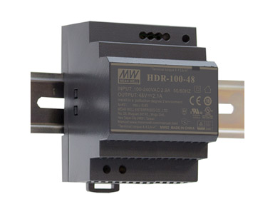 Mean Well HDR-100-15N - AC-DC Ultra slim DIN rail power supply; Input range 85-264VAC; Output 15VDC at 6.5A by MEANWELL