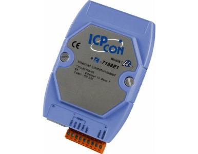 I-7188E1 - 1 Serial Port to Ethernet Converter / Intelligent Controller with 40 Mhz CPU. MiniOS7 Operating System by ICP DAS