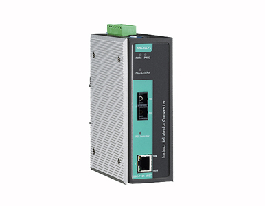 IMC-P101-S-SC-T - Industrial PoE Media Converter,  single mode, SC connector, -40 to 75  Degree C by MOXA