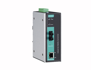 IMC-P101-S-ST-T - Industrial PoE Media Converter,  single mode, ST connector, -40 to 75  Degree C by MOXA