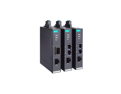 Moxa IMC-P21GA-G2/KC - Entry-level PoE+ industrial 10/100/1000Base-T(X) to 100/1000BaseSFP media converter, -10 to 60°C operati by MOXA