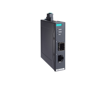 Moxa IMC-P21GA-G2 - Entry-level PoE+ industrial 10/100/1000Base-T(X) to 100/1000BaseSFP media converter, -10 to 60 Degree C oper by MOXA