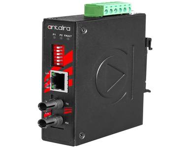 IMP-C100-ST-S3-T - Compact 10/100TX To 100FX Industrial PoE+ Media Converter, Single Mode 30KM, ST Connector; EOT -40 Degree C ~ by ANTAIRA