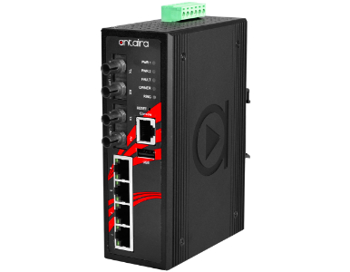 Antaira LMP-0602-ST-S3 - 6-Port Industrial PoE+ Managed Ethernet Switch, with 4*10/100Tx (30W/Port), and 2*100Fx ST connector, S by ANTAIRA