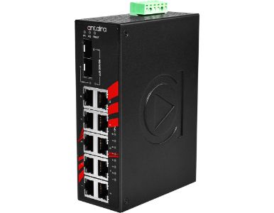 LNP-1202G-SFP - 12-Port Industrial PoE+ Gigabit Unmanaged Ethernet Switch, w/8*10/100/1000Tx (30W/Port), 2*10/100/1000Tx + 2*100 by ANTAIRA