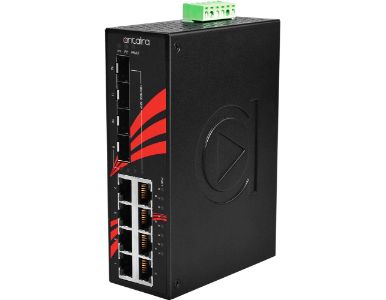 LNP-1204G-SFP - 12-Port Industrial PoE+ Gigabit Unmanaged Ethernet Switch, w/8*10/100/1000Tx (30W/Port) + 4*100/1000 SFP Slots by ANTAIRA