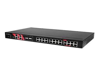LNP-2804GN-SFP-T - 28-Port 1U 19' Rackmount Industrial Gigabit PoE+ Managed Ethernet Switch, w/24*10/100/1000Tx (PSE: 30W/port) by ANTAIRA