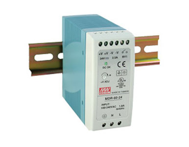 MDR-60-24 - 60 Watt Series / 24 VDC / 2.50 Amps Industrial Slim Single Output DIN Rail Power Supply by ANTAIRA