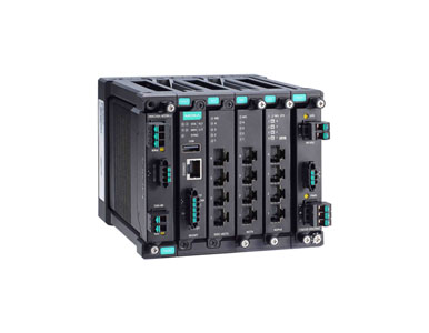 MDS-G4012-T - Layer 2 full Gigabit modular managed Ethernet switch with 4 fixed Gigabit ports, 2 slots for optional 4-port GE/FE by MOXA