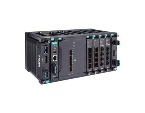 MDS-G4020-4XGS-T - Layer 2 full Gigabit modular managed Ethernet switch with 4 fixed 10GbE SFP+ slots, 4 slots for optional 4-po by MOXA