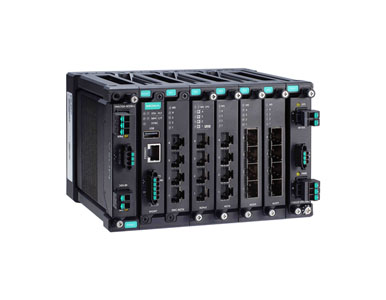 MDS-G4020-T - Layer 2 full Gigabit modular managed Ethernet switch with 4 fixed Gigabit ports, 4 slots for optional 4-port GE/FE by MOXA