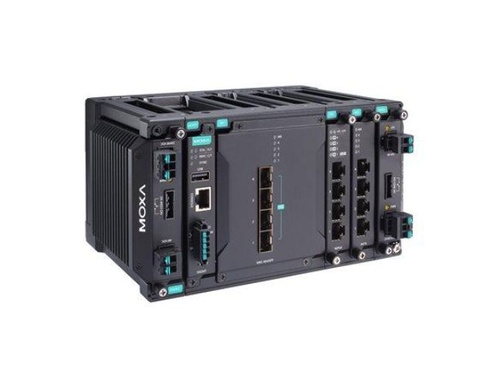 MDS-G4028-4XGS-T - Layer 2 full Gigabit modular managed Ethernet switch with 4 fixed 10GbE SFP+ slots, 6 slots for optional 4-po by MOXA