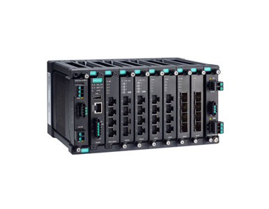 Moxa MDS-G4028-L3-T - Layer 3 full Gigabit modular managed Ethernet switch with 4 fixed Gigabit ports, 6 slots for optional 4-po by MOXA