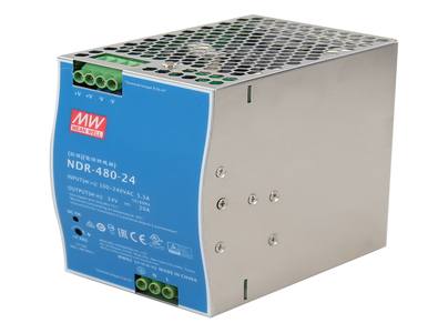 NDR-480-24 - 480 Watt Series / 24 VDC / 20.0 Amps Industrial Slim High-Efficiency Single Output DIN Rail Power Supply by ANTAIRA