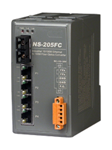 NS-205FC - 1 Port Fiber Optic, 4 Port 10/100M RJ 45 Connector, Multi Mode, SC connector, Plastic Case by ICP DAS