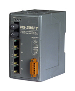 NS-205FT - 1 Port Fiber Optic, 4 Port 10/100M RJ 45 Connector, Multi Mode, ST connector, Plastic Case by ICP DAS