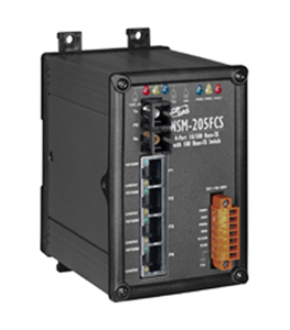 NSM-205FCS - 4 port Industrial 10/100 Base-T with 100 Base-FX Fiber Switch, SC Connector, Single Mode by ICP DAS