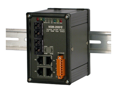 NSM-206FC - 4 Port 10/100 Base RJ 45 with 2 Port Fiber Optic, SC Connector, Multi-Mode, Metal Case by ICP DAS