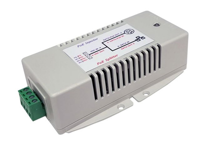 POE-INJ/SPLT-G - Gigabit PoE Injector/Splitter with LED for Power. Injects or splits 12-57VDC Power on 4 pairs up to 150W 2.5A by Tycon Systems