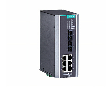Moxa PT-508-MM-SC-48 - IEC 61850-3 managed Ethernet switch with 6 10/100BaseT(X) ports, and 2 100BaseFX multi-mode ports with SC by MOXA
