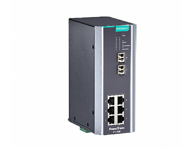 Moxa PT-508-SS-LC-HV - IEC 61850-3 managed Ethernet switch with 6 10/100BaseT(X) ports, and 2 100BaseFX single-mode ports with L by MOXA
