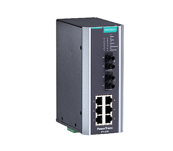 PT-508-MM-ST-HV - IEC 61850-3 managed Ethernet switch with 6 10/100BaseT(X) ports, and 2 100BaseFX multi-mode ports with ST conn by MOXA