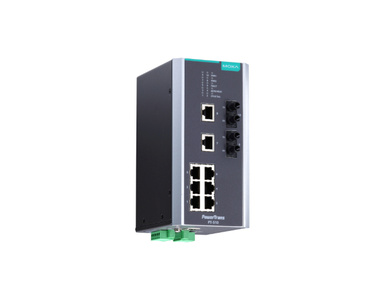 Moxa PT-510-MM-ST-48 - IEC 61850-3 managed Ethernet switch with 8 10/100BaseT(X) ports, and 2 100BaseFX multi-mode ports with ST by MOXA