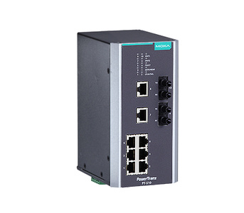 PT-510-MM-ST-24 - IEC 61850-3 managed Ethernet switch with 8 10/100BaseT(X) ports, and 2 100BaseFX multi-mode ports with ST conn by MOXA