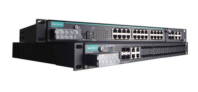 PT-7528-20MSC-4TX-4GSFP-HV-HV - IEC 61850-3 managed rackmount Ethernet switch with 20 100BaseF(X) ports(MSC), 4 10/100BaseT(X), by MOXA