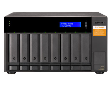 TL-D800S-US - 8-bay desktop SATA JBOD expansion unit with a QXP-800eS-A1164 PCIe SATA host card and 2 SFF-8088 to SFF-8088 SAS/S by QNAP