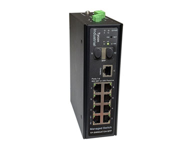 TP-SW8GAT/24-SFP - Gigabit PoE Switch with 8 configurable 802.3at or 24V Passive PoE (30W) Ports by Tycon Systems