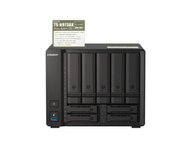 QNAP TS-h973AX-8G-US - 9-bay Desktop NAS, AMD Ryzen V1500B 4C 8T 2.2GHz, 8GB DDR4 SODIMM, 5 x 2.5'/3.5' SATA 6Gbps by QNAP