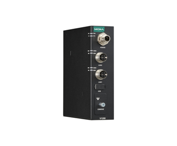 Moxa V1202-CT-T - Arm-based compact rail computer with 2 GbE ports, 1 USB port, 1 microSD slot, 24 to 110 VDC, -40 to 70C by MOXA